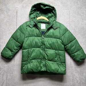 Mayoral Boys Green Hooded Puffer Jacket Size 6 Lightweight Winter Coat